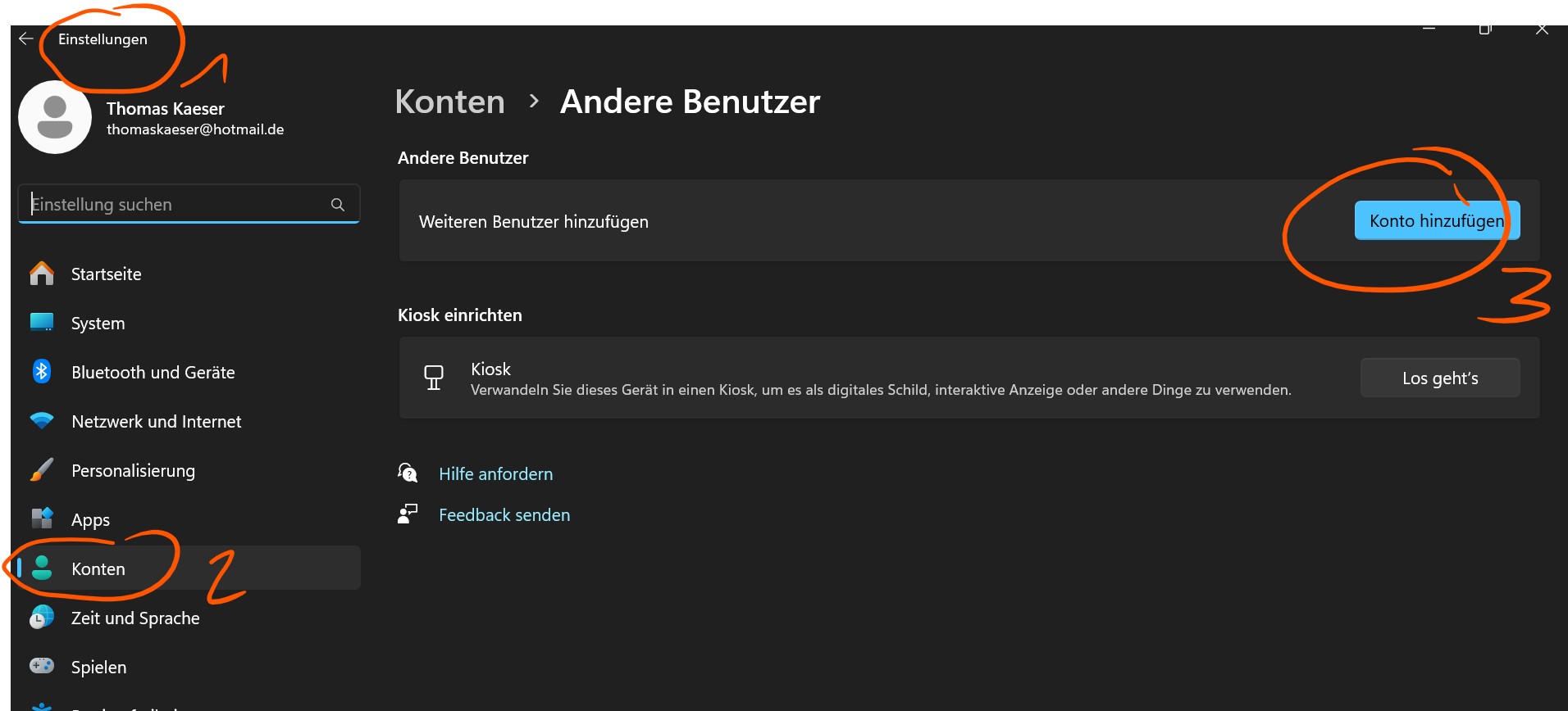 Einstellungen öffnen