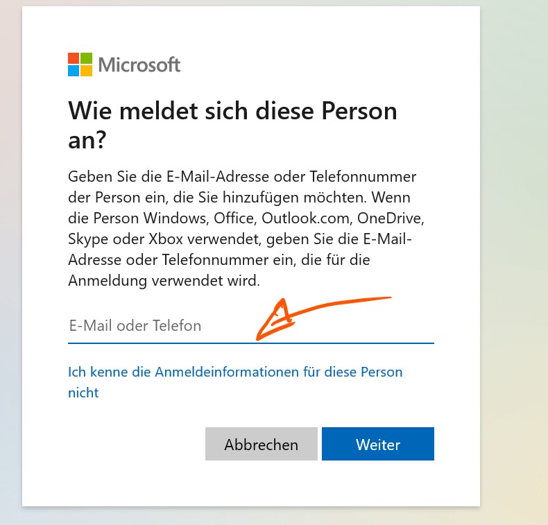 Hier auf keinen Fall die Schulmailadresse eingeben